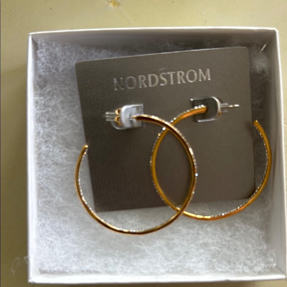 Nordstrom Gold and Diamond Hoop Earrings
